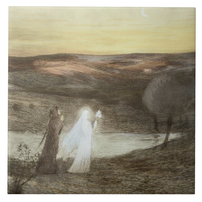 Dante och Beatrice, från "Moderne L'Estampe", publ Kakelplatta (Framsidan)