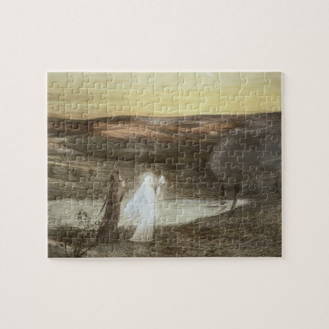 Dante och Beatrice, från "Moderne L'Estampe", publ Pussel (Horisontell)