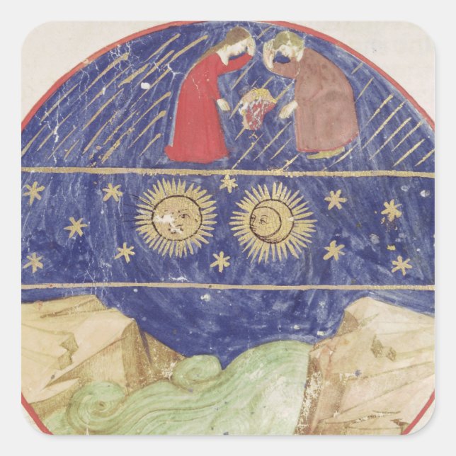 Dante och Beatrice Fyrkantigt Klistermärke (Framsida)