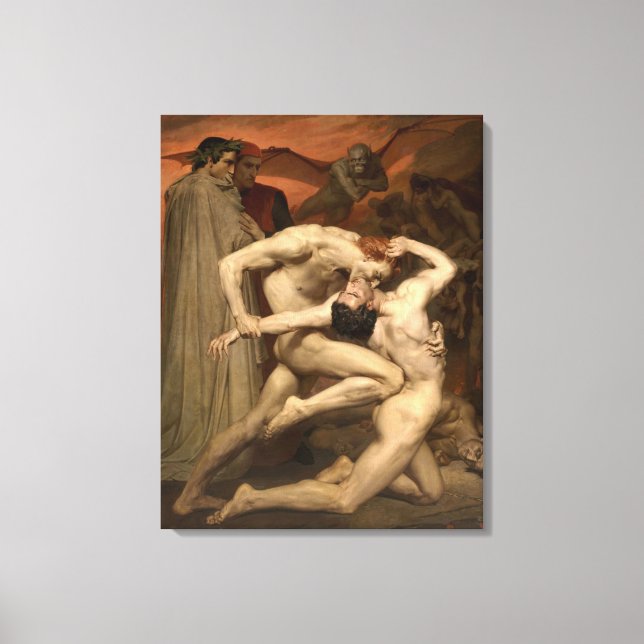 Dante och Vergilius i helvetet (av Bouguereau) Canvastryck (Framsida)