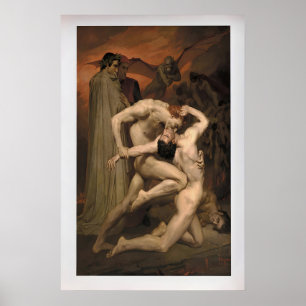 Dante och Virgil av William-Adolphe Bouguereau Poster