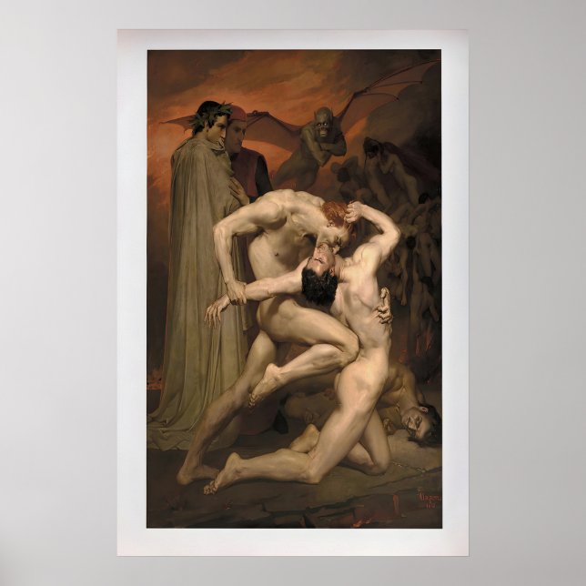 Dante och Virgil av William-Adolphe Bouguereau Poster (Framsidan)