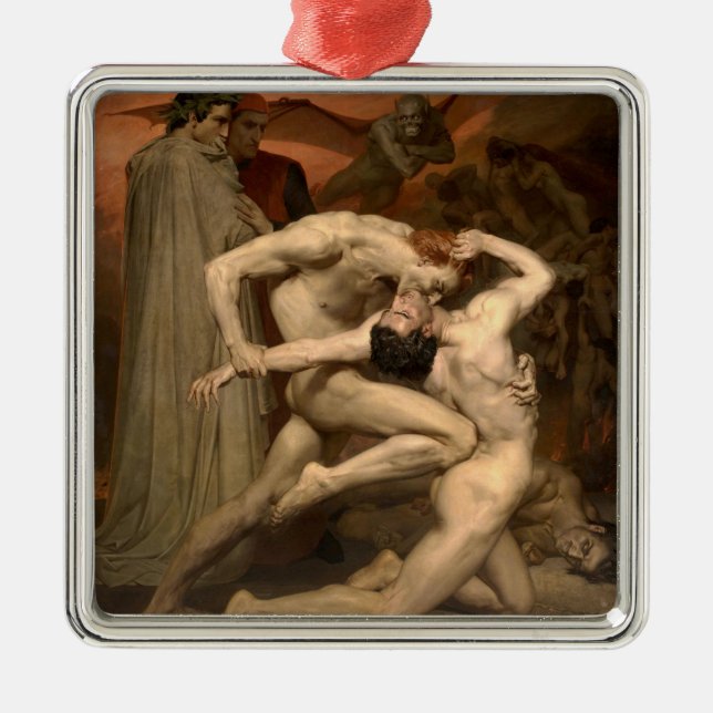 Dante och Virgil i helvetet (av Bouguereau) Julgransprydnad Metall (Framsidan)