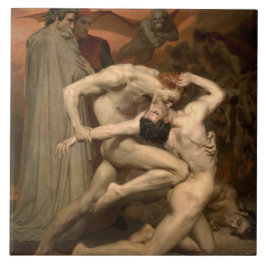 Dante och Virgil i helvetet (av Bouguereau) Kakelplatta