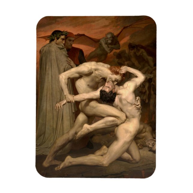 Dante och Virgil i helvetet (av Bouguereau) Magnet (Vertikal)