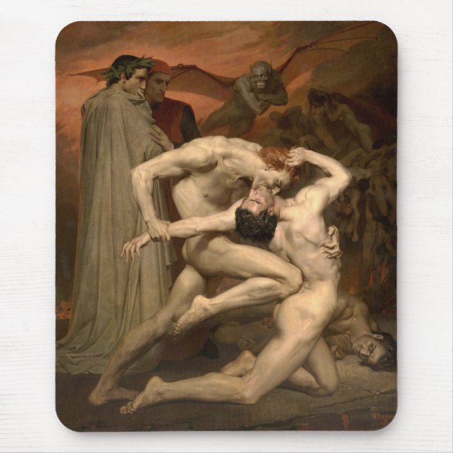 Dante och Virgil i helvetet (av Bouguereau) Musmatta (Framsidan)