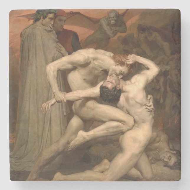 Dante och Virgil i helvetet (av Bouguereau) Stenunderlägg (Framsidan)
