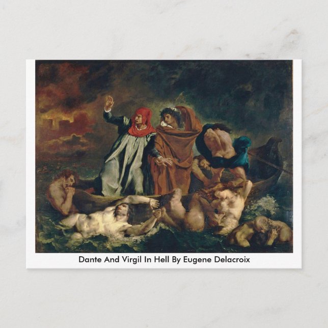 Dante och Virgil i helvetet av Eugene Delacroix Vykort (Framsida)