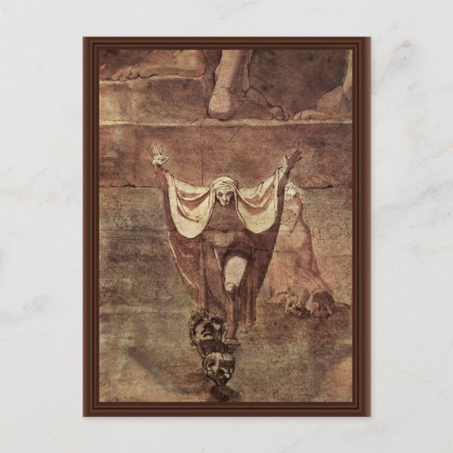 Dante och Virgil i isen av Kozythus. Vid Johann Vykort (Framsida)