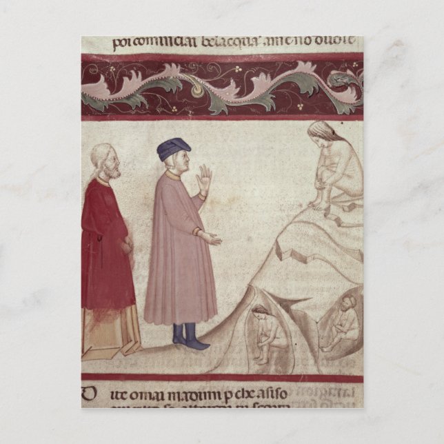 Dante och Virgil möter de själar som sitter fängsl Vykort (Framsida)