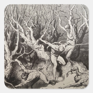 Dante ser Skogen Suicide - Cirkel 7 av Inferno Fyrkantigt Klistermärke