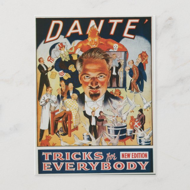 Dante Vintage Magician Advertisement Vykort (Framsida)