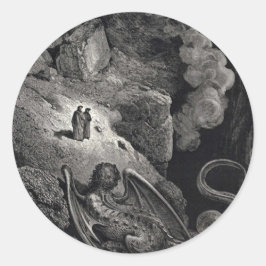 Dante & Virgil med Geryon Stickers Runt Klistermärke