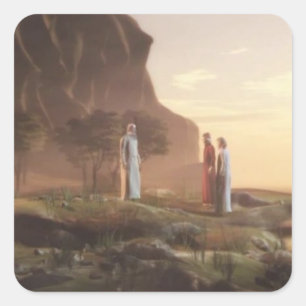 Dante & Virgil träffar Cato i Purgatory Fyrkantigt Klistermärke