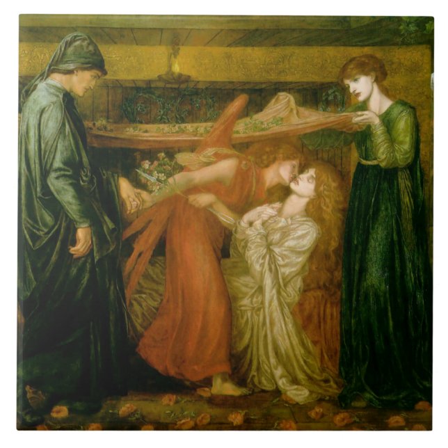 Dantes dröm av Gabriel Dante Rossetti Kakelplatta (Framsidan)