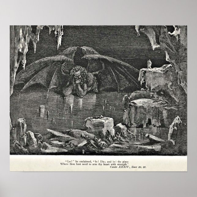 Dante's Inferno Djävulen i helvetet Illustration Poster (Framsidan)