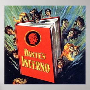 Dante's Inferno Retro-skräck Bok Konst Affisch