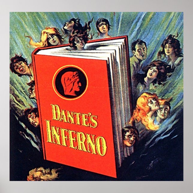Dante's Inferno Retro-skräck Bok Konst Affisch (Framsidan)