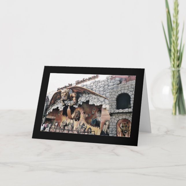Dante's Inferno Spookhouse Blank Greeting Card Kort (Framsida)