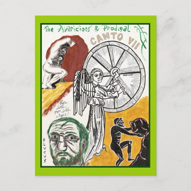 Dantes Inferno, vykort för Canto VII (Framsida)