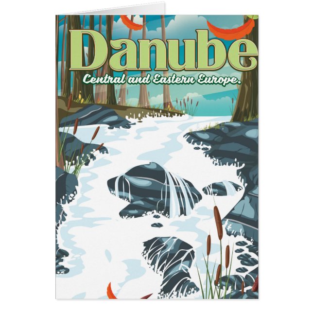 Danube Europeisk Flod Resa affisch Hälsningskort (Framsidan)