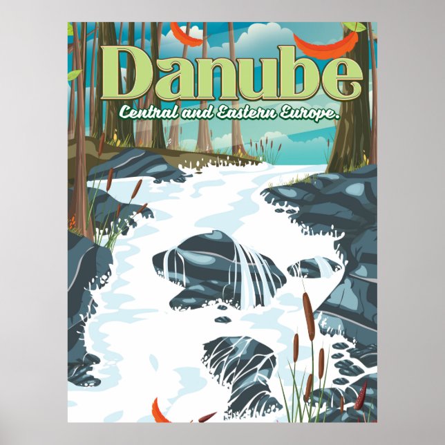 Danube Europeisk flodresa affisch (Framsidan)