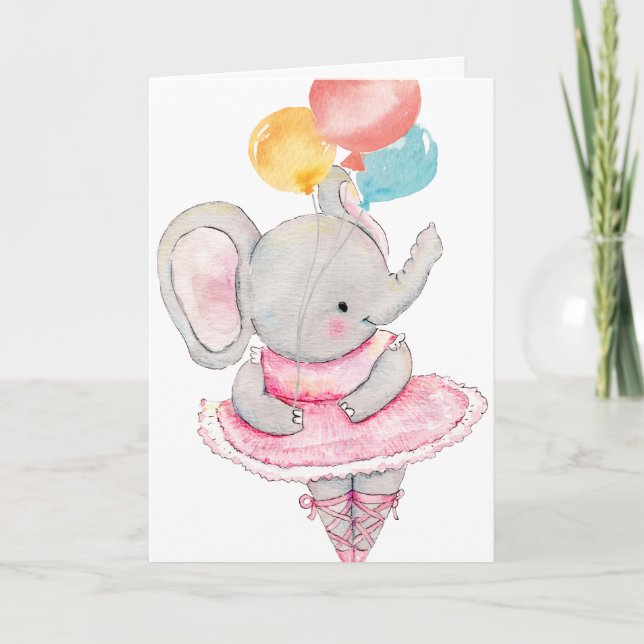 Danuta Elephant med Balloons födelsedagskort Helgkort (Framsida)