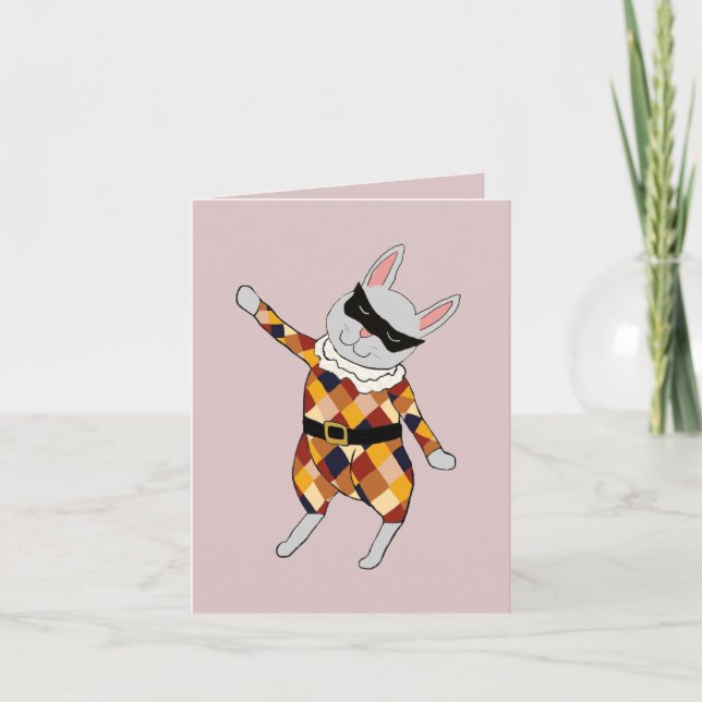 Danuta Harlequin Bunny Note Card Kort (Framsida)