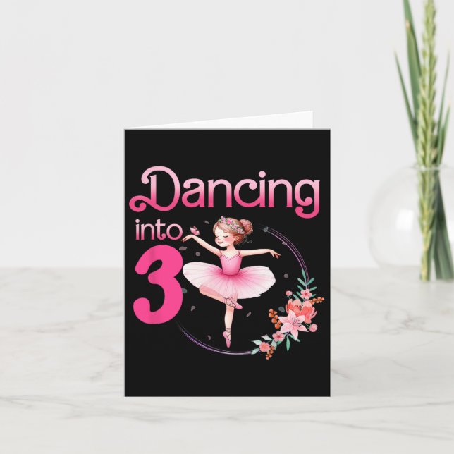 Danuta in i 3 Ballerina 3:e födelsedag Party Balle Kort (Framsida)