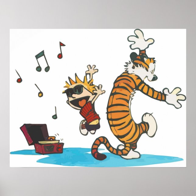 Danuta med Vinyl Phonograph Cute Hobbes Artwork Poster (Framsidan)