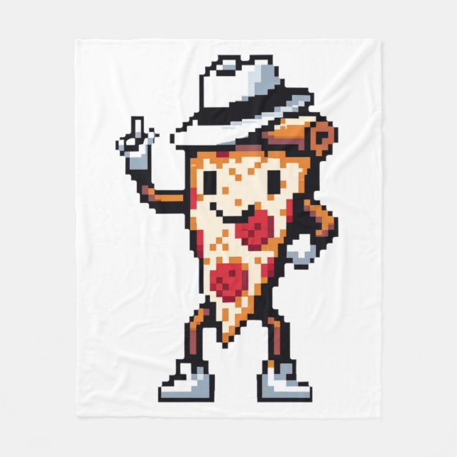 Danuta Pizza Slice - Lustigt Pixel Art Food Design Fleecefilt (Framsidan)