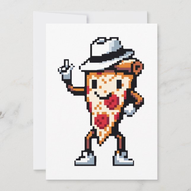 Danuta Pizza Slice - Lustigt Pixel Art Food Design Julkort (Framsida)