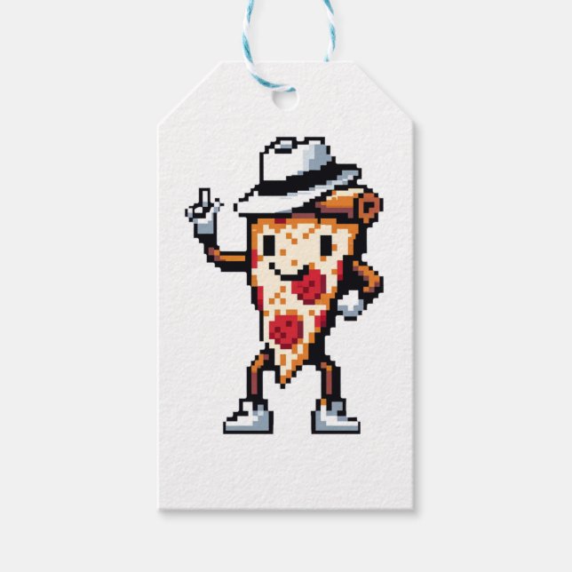 Danuta Pizza Slice - Lustigt Pixel Art Food Design Presentetikett (Framsidan)