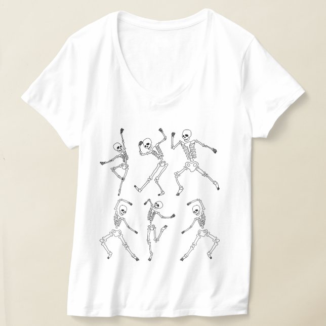 Danuta Skeletons Halloween Design Design med pumpo T Shirt (Laydown)