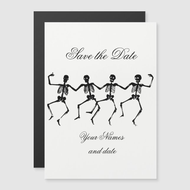 Danuta Skeletons Halloween Thunder_Cove Magnetisk Inbjudningskort (Fram/baksida)