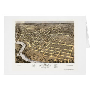 Danville IL panorama- karta - 1869 Hälsningskort