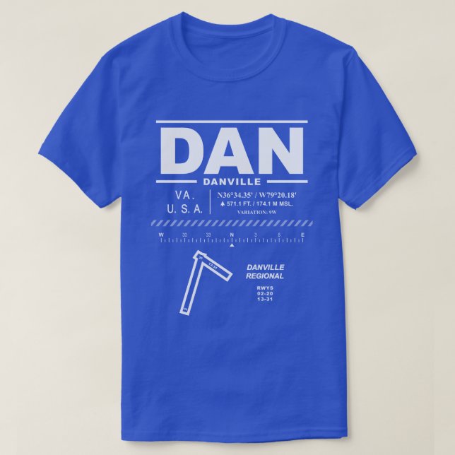 Danville Regional Airport DAN T-Shirt (Design framsida)