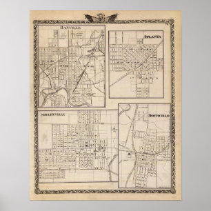 Danville, Shelbyville, Atlanta och Monticello Poster