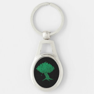 DAoC Hibernia Keychain Ovalt Silverfärgad Nyckelring