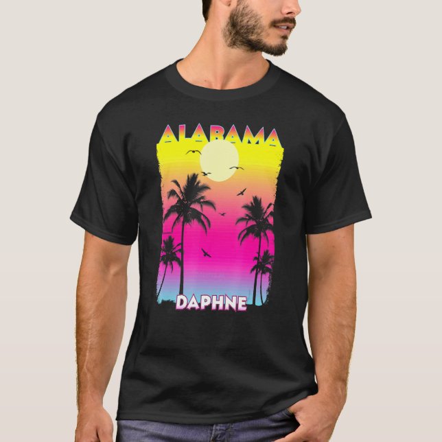 Daphne Alabama Al Summer Vintage Sunset T Shirt (Framsida)