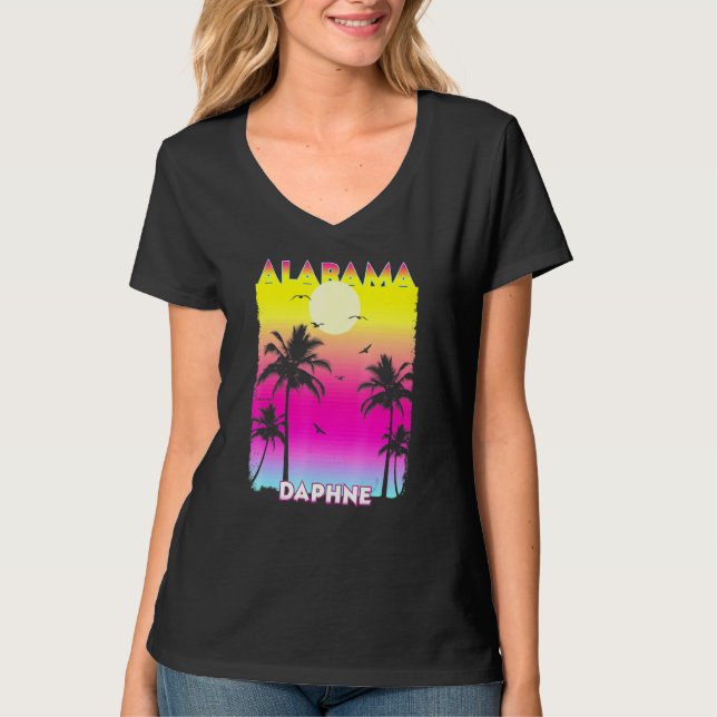 Daphne Alabama Al Summer Vintage Sunset T Shirt (Framsida)