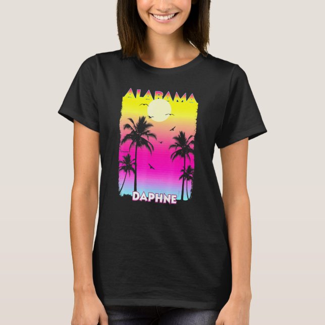 Daphne Alabama Al Summer Vintage Sunset T Shirt (Framsida)