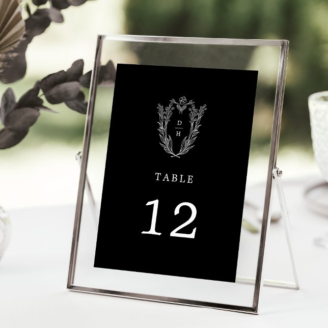 DAPHNE Blommigt Mörk Black Bröllop Bordsnumren Inbjudningar (DAPHNE Floral Dark Black Wedding Table Numbers)