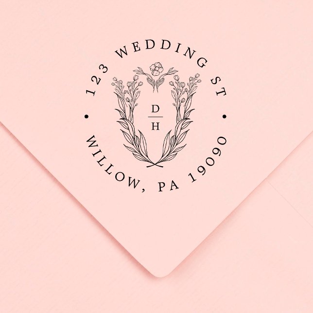 DAPHNE Blommigt Rubber Bröllop Returadress Frimärk Stämpel (DAPHNE Floral Rubber Wedding Return Address Stamp)