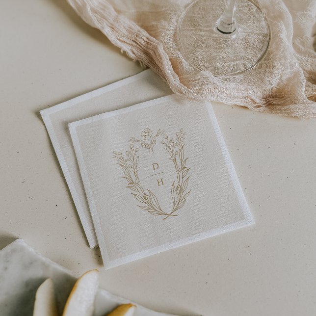 DAPHNE Elegant Cream Guld Formal Classic Bröllop Pappersservett (DAPHNE Elegant Cream Gold Formal Classic Wedding Napkins)