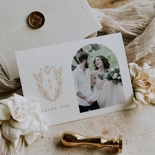 DAPHNE Flat Elegant Guld White Finare Photo Bröllo Tack Kort