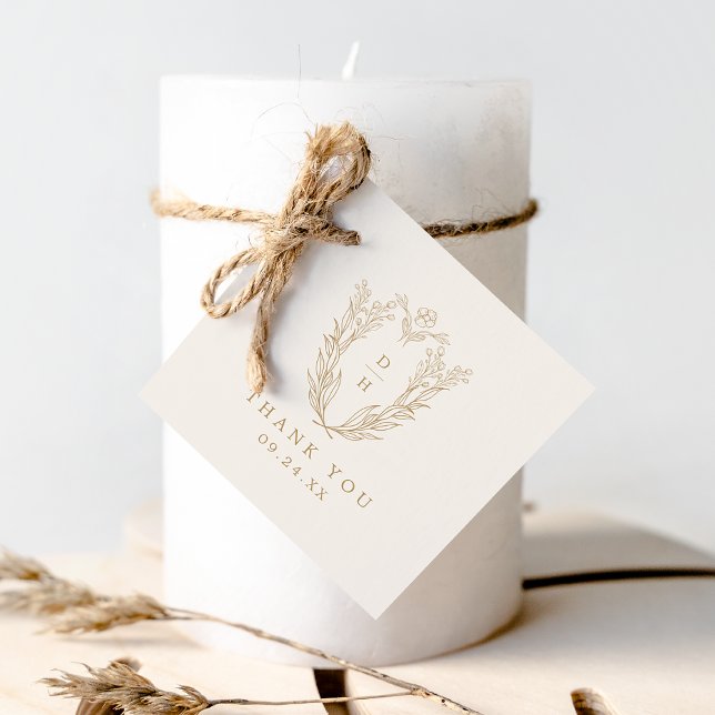 DAPHNE Minimalistiskt Cream Guld Bröllop Tack Gåvor Etiketter (DAPHNE Minimalist Cream Gold Wedding Thank You Favor Tags)