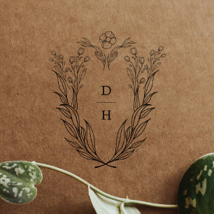 DAPHNE Monogram Greenery Bröllop Rubber Frimärke Stämpel