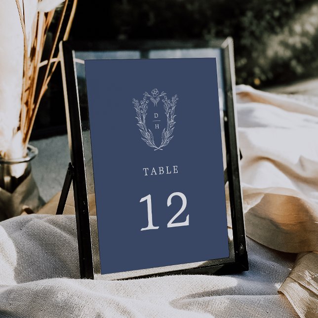 DAPHNE Mörk blått minimala Bröllop-Bordsnummer Inbjudningar (DAPHNE Dark Blue Minimal Wedding Table Numbers)