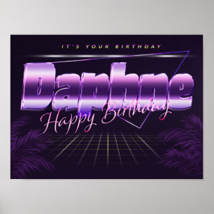 Daphne Namn Vorname lila retro Poster Geburtstag
